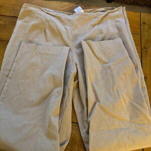 Womens Tan High-Waist Casual Pants With Front & Back Pockets Medium Size